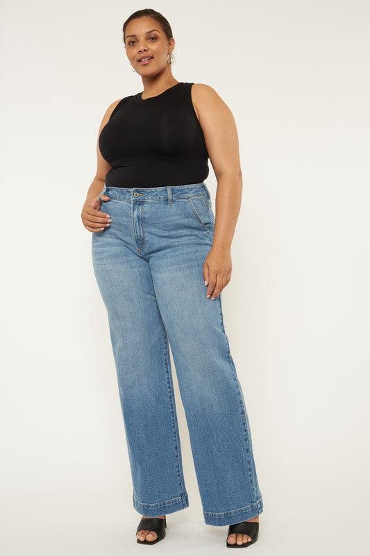 Plus High Rise Trouser Wide Leg Jeans Jeans