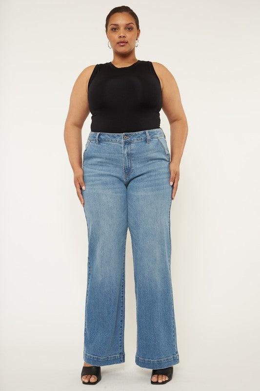 Plus High Rise Trouser Wide Leg Jeans Jeans