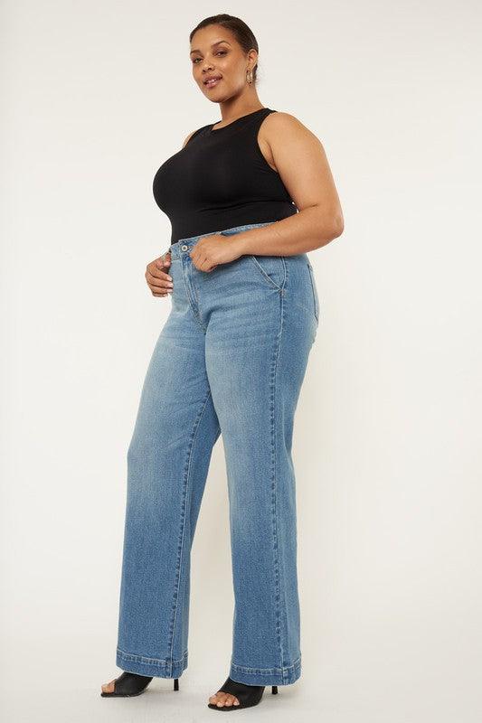 Plus High Rise Trouser Wide Leg Jeans Jeans