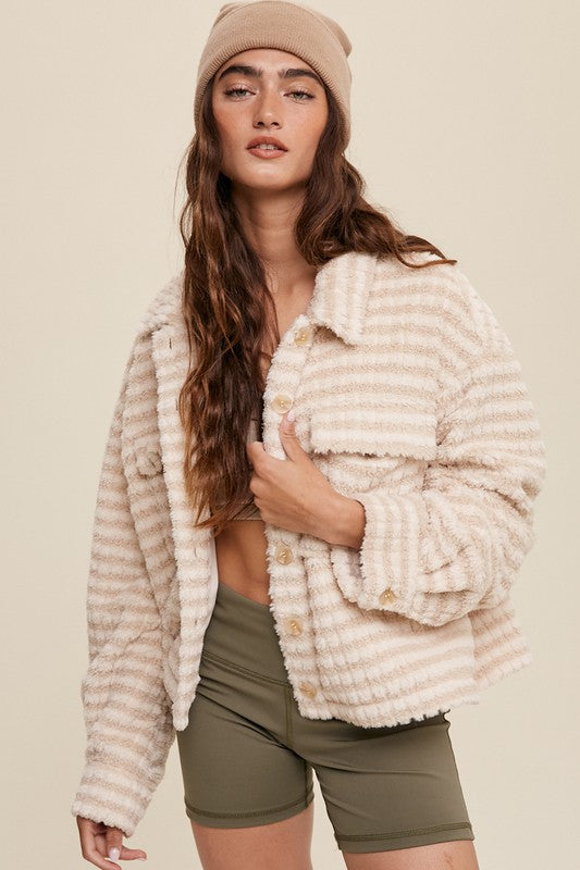 Plaid Fleece Shacket Tops