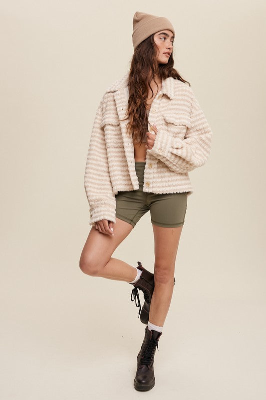 Plaid Fleece Shacket Tops