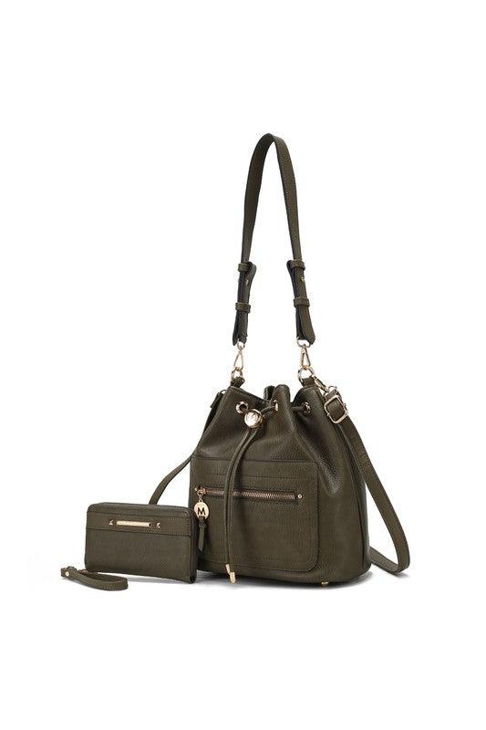 Larissa Bucket Handbag with Wallet Olive One Size Handbags