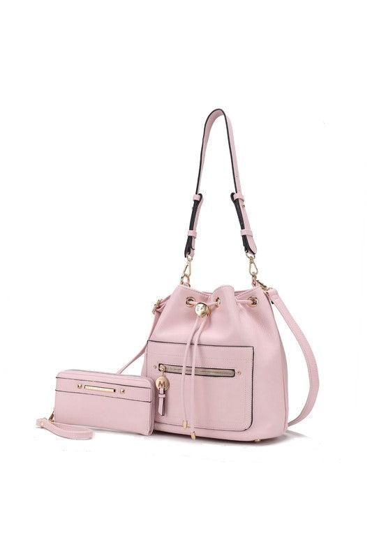 Larissa Bucket Handbag with Wallet Pink One Size Handbags