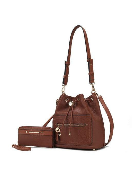 Larissa Bucket Handbag with Wallet Brown One Size Handbags