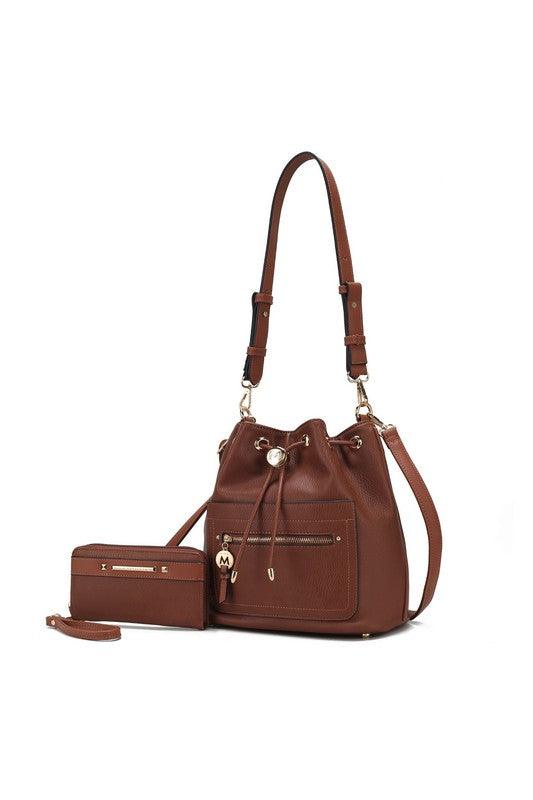 Larissa Bucket Handbag with Wallet Brown One Size Handbags