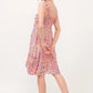 And The Why Tied Front Smocked Back Tiered Boho Printed Dress - DAVERRI FASHIONS