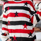 Daverri Stars and Stripes long sleeve sweater with red white black stripes