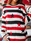 Daverri Stars and Stripes long sleeve sweater with red white black stripes