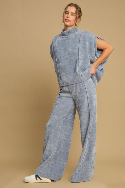 Umgee Elastic Waist Wide Leg Pants Pants