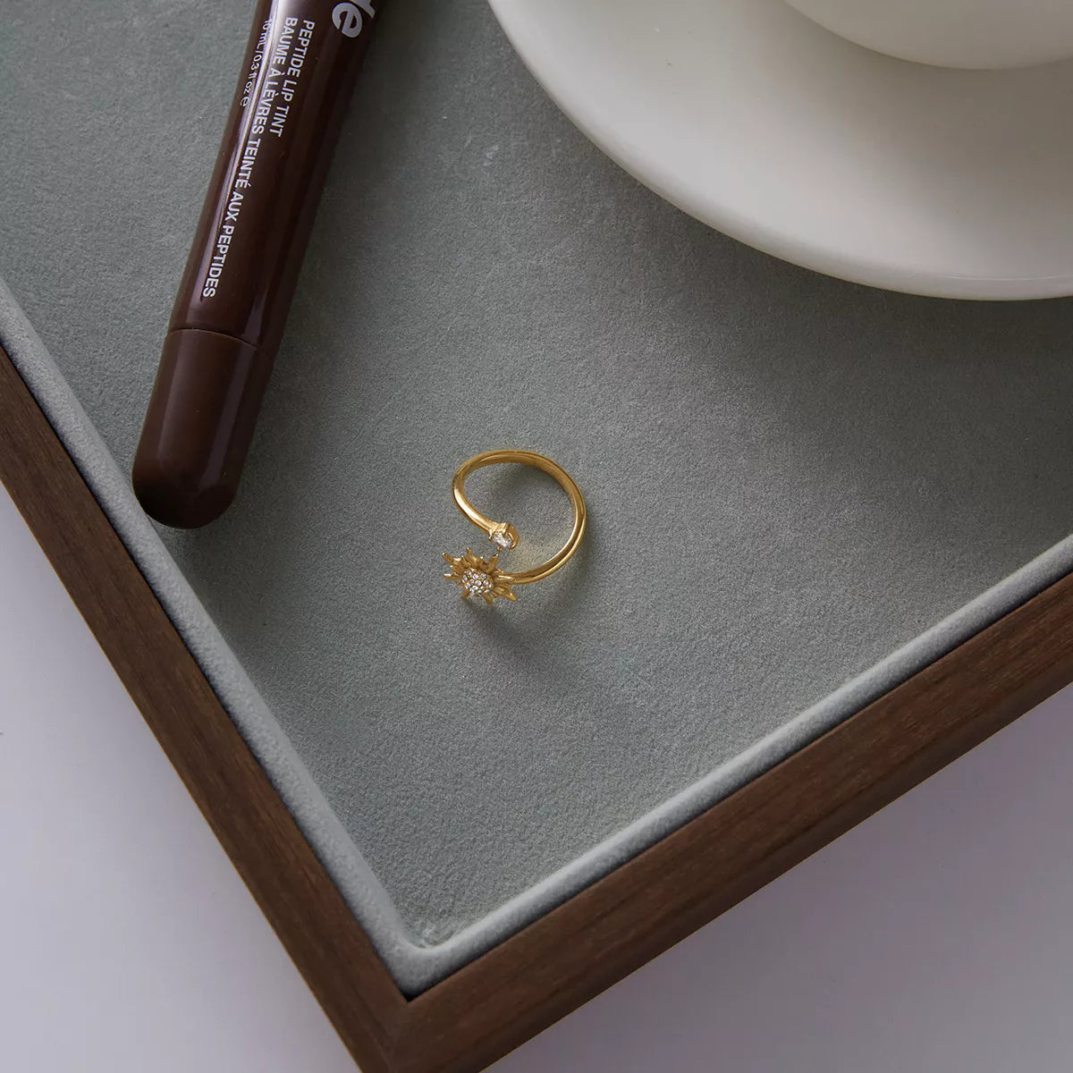 18K Gold-Plated Zircon Sun Bypass Ring | Rings Daverri Fashions