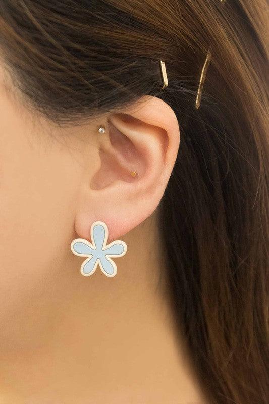 Flower Cloud Silver Post Earrings Blue OS Earrings