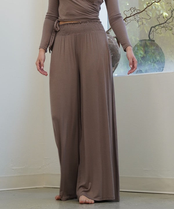 Smocked Waist Organic Bamboo Palazzo Pants Pants