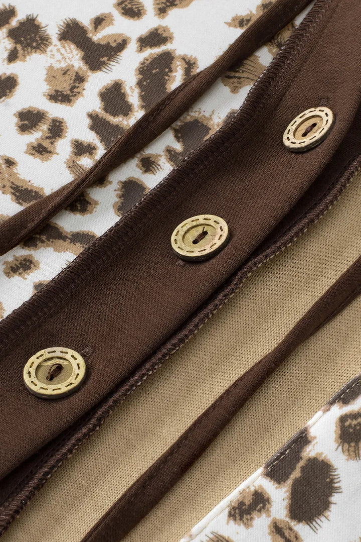 Leopard Drawstring Chest Pocket Hoodie | Hoodies Daverri Fashions