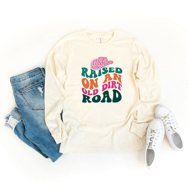 Raised On Old Dirt Road Long Sleeve Tee Cream Tops