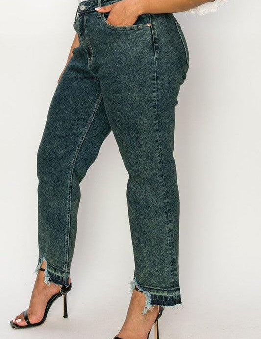 PLUS SIZE - HIGH RISE STRETCH STRAIGHT JEANS