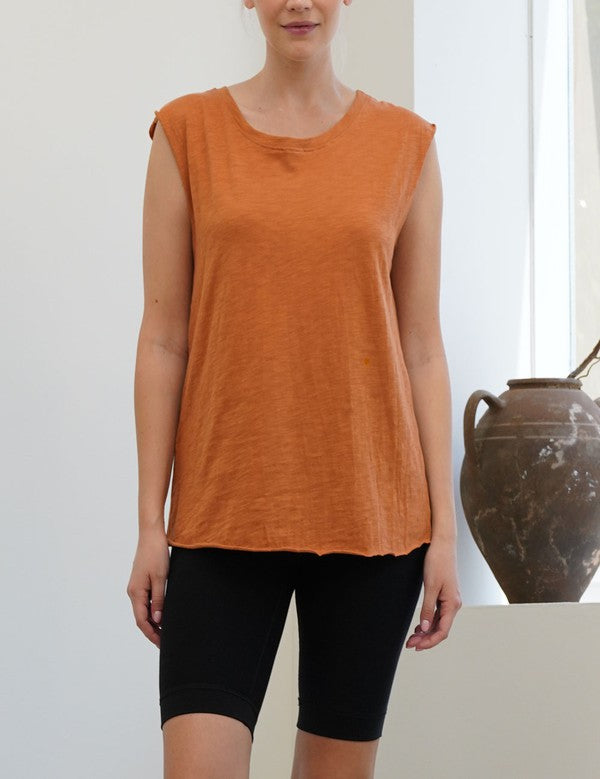 So Cool Vintage Slub Cotton Muscle Tank RUST Tops