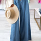 Daverri drawstring elastic waist wide leg blue denim jeans