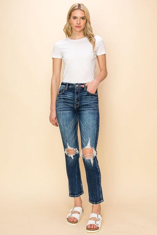 High Rise Stretch Distressed Ankle Jeans Jeans