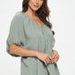 Cotton V neck Puff Sleeve Tunic Top