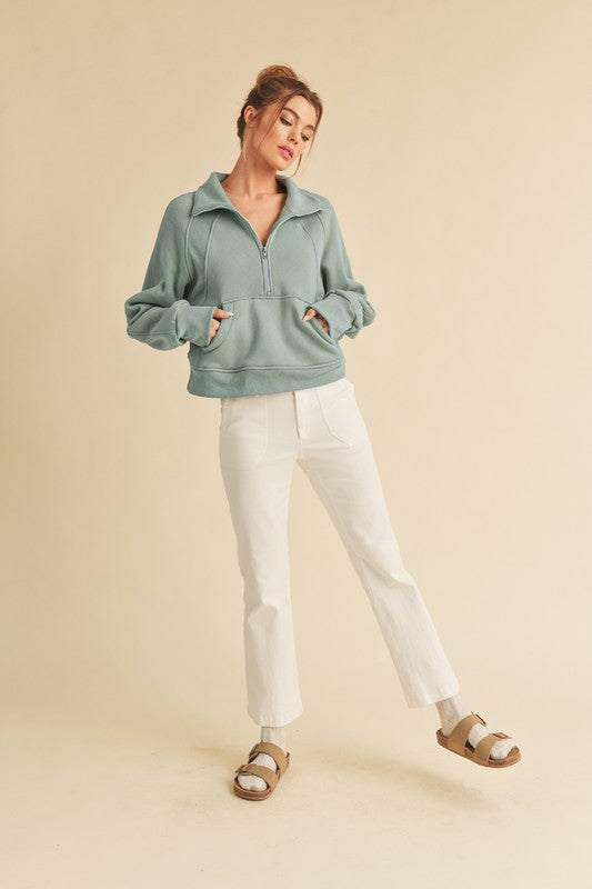 Drea Half-Zip Hoodie PALE BLUE Hoodies
