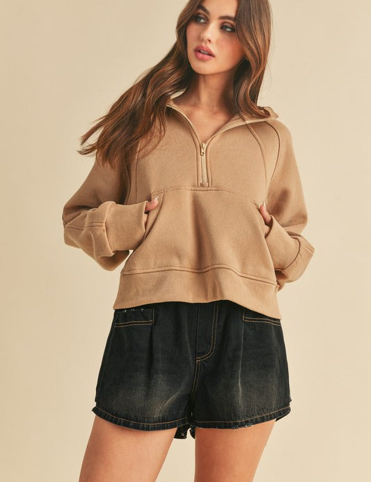 LATTE Drea Half-Zip Hoodie | Hoodies Daverri Fashions