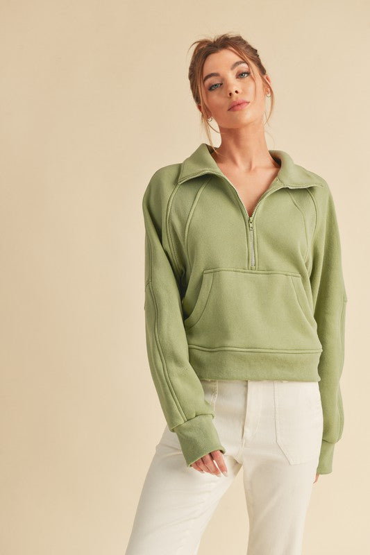 Drea Half-Zip Hoodie SAGE Hoodies