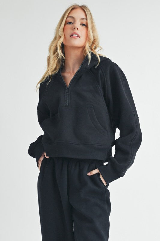 Drea Half-Zip Hoodie BLACK S Hoodies