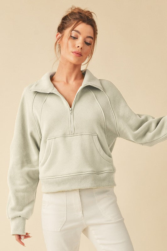 Drea Half-Zip Hoodie BONE Hoodies