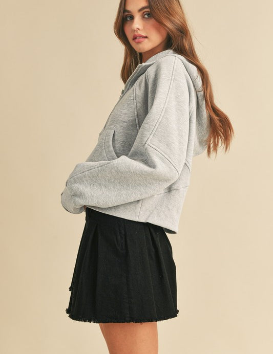 HEATHER GRAY Drea Half-Zip Hoodie | Hoodies Daverri Fashions