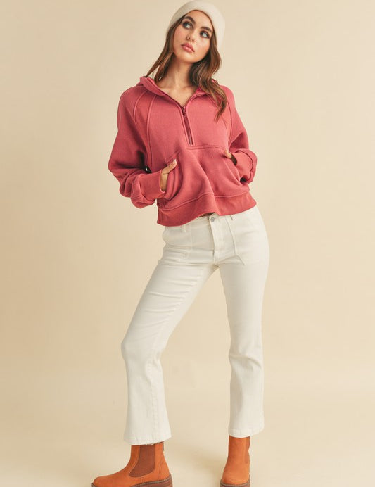BERRY Drea Half-Zip Hoodie | Hoodies Daverri Fashions