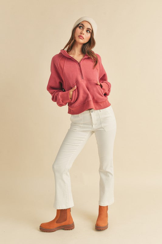 Drea Half-Zip Hoodie BERRY Hoodies