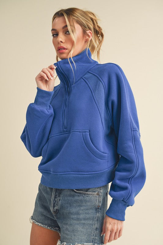 Drea Half-Zip Hoodie COBALT S Hoodies