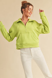 Lime Drea Half-Zip Hoodie | Hoodies Daverri Fashions