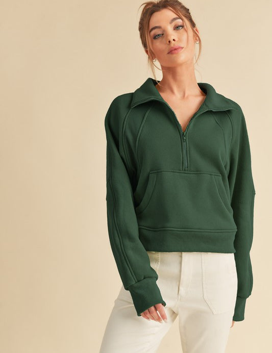 FOREST S Aemi + Co Funnel Neck Half Zip Sweatshirt | Sweatshirts Daverri Fashions