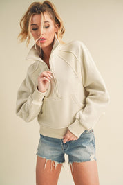 BONE S Aemi + Co Funnel Neck Half Zip Sweatshirt | Sweatshirts Daverri Fashions