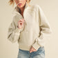 Aemi + Co Funnel Neck Half Zip Sweatshirt BONE S Sweatshirts