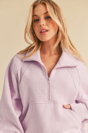 LAVENDER S Aemi + Co Funnel Neck Half Zip Sweatshirt | Sweatshirts Daverri Fashions