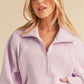 Aemi + Co Funnel Neck Half Zip Sweatshirt LAVENDER S Sweatshirts