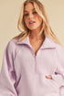 Aemi + Co Funnel Neck Half Zip Sweatshirt LAVENDER S Sweatshirts