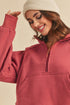 Aemi + Co Funnel Neck Half Zip Sweatshirt BERRY S Sweatshirts