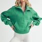 Aemi + Co Funnel Neck Half Zip Sweatshirt LILY PAD S Sweatshirts