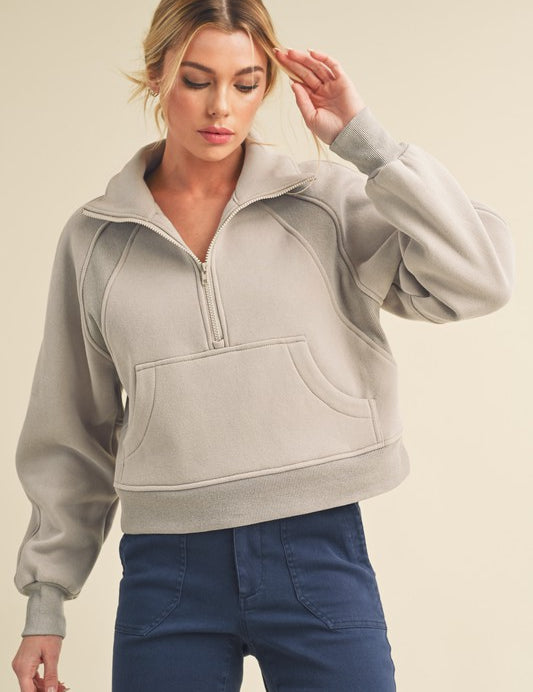 CEMENT S Aemi + Co Funnel Neck Half Zip Sweatshirt | Sweatshirts Daverri Fashions