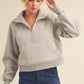 Aemi + Co Funnel Neck Half Zip Sweatshirt CEMENT S Sweatshirts
