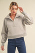 Aemi + Co Funnel Neck Half Zip Sweatshirt CEMENT S Sweatshirts