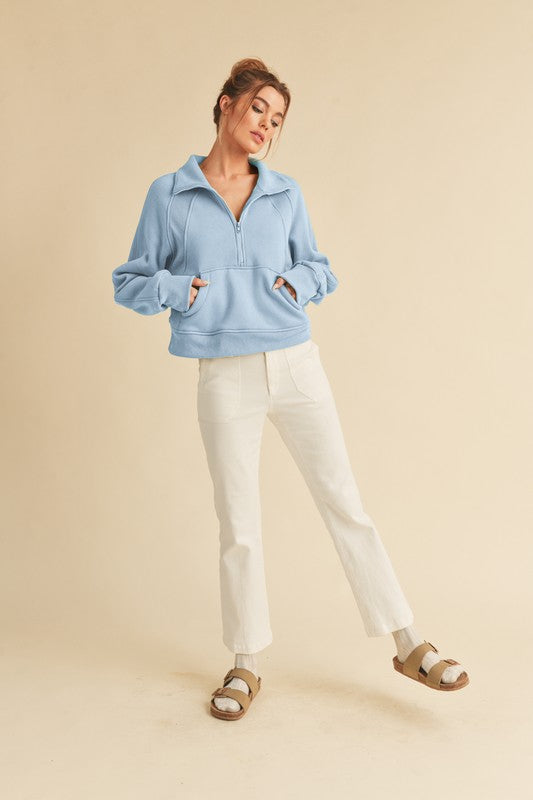 Aemi + Co Funnel Neck Half Zip Sweatshirt Sweatshirts