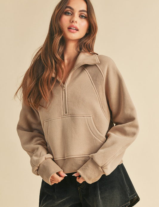 OAT S Aemi + Co Funnel Neck Half Zip Sweatshirt | Sweatshirts Daverri Fashions