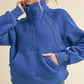 Aemi + Co Funnel Neck Half Zip Sweatshirt COBALT S Sweatshirts