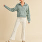 Aemi + Co Funnel Neck Half Zip Sweatshirt PALE BLUE S Sweatshirts