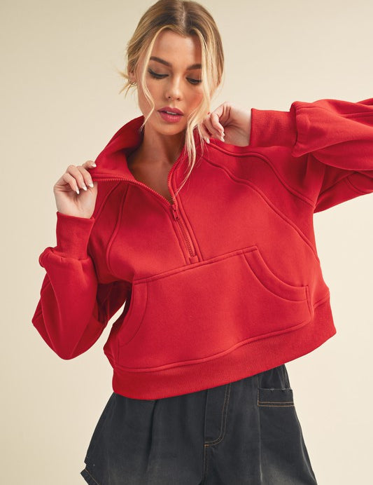 Tomato S Aemi + Co Funnel Neck Half Zip Sweatshirt | Sweatshirts Daverri Fashions