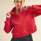 Aemi + Co Funnel Neck Half Zip Sweatshirt Tomato S Sweatshirts
